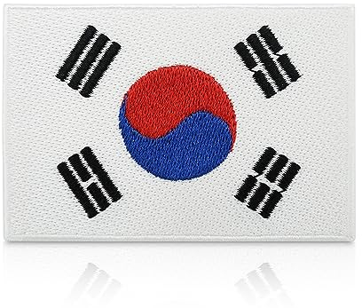 Finally Home Südkorea Flagge Patch zum Aufbügeln | 7,5 x 5 cm | Koreanische Fahne Aufnäher Korea Flag Patches, South Korea Bügelbild Aufbügler, Bügelpatches
