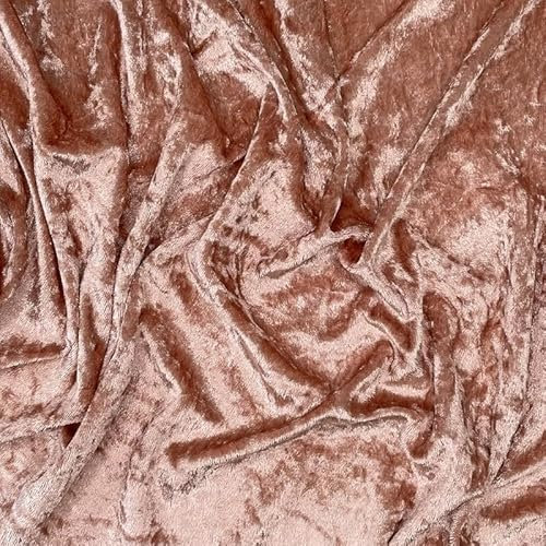 Crushed Velvet Fabric Stretch Velour Material 150cm Wide - Per Metre (Rose Gold)