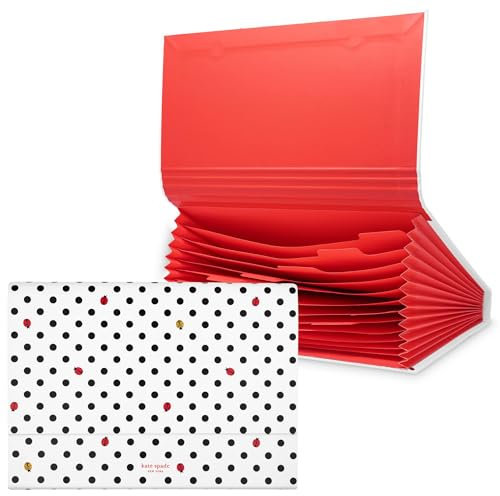 Kate Spade New York Fächermappe mit 12 Fächern, Kunstleder-Ordner mit Magnetverschluss, Dokumentenhalter in Briefgröße, Marienkäfer-Punkt
