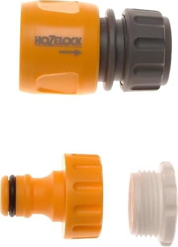 Hoze-Lock End Connector, Threaded Tap and Leak-Free, Threaded Design, Longevity, Reliable Performance, Faucet Hose, Hose Connector (Twin Pack)