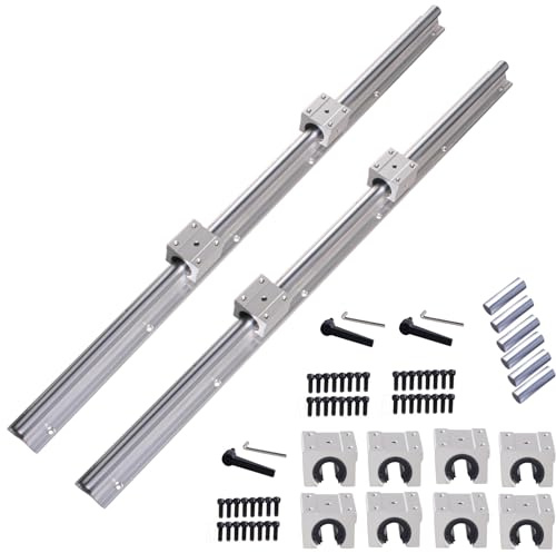 GooEquip Linearführung SBR20 3500mm, 4 x 1500mm Linearschienen, 2 x 500mm Linearschienen, und 12 x SBR20UU Lagerblöcke + 6 x Dübelbolzen für 3D Drucker, CNC Maschine, und Automatisierte Geräte