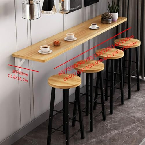 Wandmontierter Klapptisch für kleine Räume, weiß, zusammenklappbar, Küche, Esstisch, schmal, langer Schreibtisch für Zuhause, zusammenklappbarer Wandschreibtisch (Farbe: Walnuss, Größe: 100 x 40 cm)