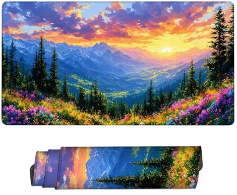 Tapis de Souris XXL Paysage 1200x600x3mm, Texturée Résistant à Usure Lavable Tapis Souris Coucher Soleil Grand Tapis de Souris Gamer avec Surface en Caoutchouc Antidérapant Résistant pour Bureau H2-39