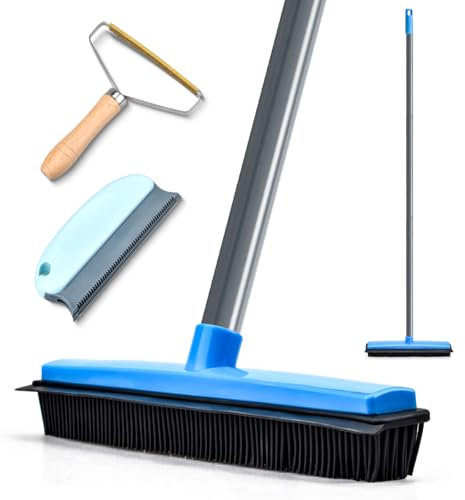 PCVANLEY Pet Hair Remover Carpet Rake Kit, 120cm Adjustable Long Handle Brush With 2 Pcs Handheld Pet Hair Remover,Suitable For Carpet, Furniture, Staircase Hair Removal