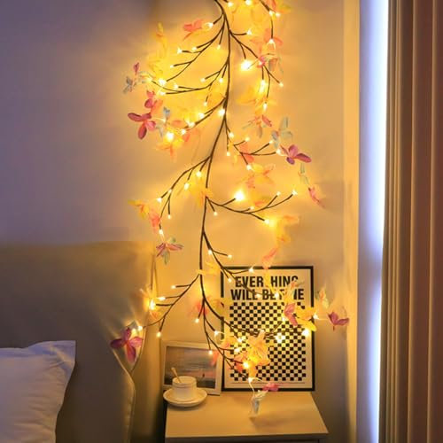 RuiDay Cherry Blossom String Lights, 1.8m 96 LED with Remote Control, Indoor/Outdoor, USB Powered, Warm White, Vine-like Branches