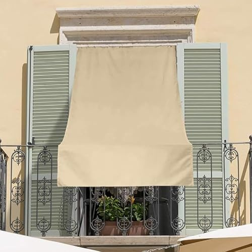 Corredocasa Tenda da Sole da Esterno per Balcone/Terrazzo/Veranda con Anelli e Ganci per Applicazione, Made in Italy Resistente e Lavabile, 100% Poliestere, Tinta Unita (Beige, 140x300 cm)