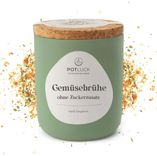 POTLUCK | Gemüsebrühe | Gewürzzubereitung für Suppen, Eintöpfe, Saucen oder zum Verfeinern von Gemüse- und Reisgerichten | 90g im Keramiktopf