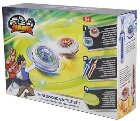 INFINITY NADO toupie Enfants 2PCS, toupie Jouets avec Mini Lanceur d'épée, battling Tops pour Enfants garçons et Filles 5 6 7 8 9 10 11 12 Ans et Plus
