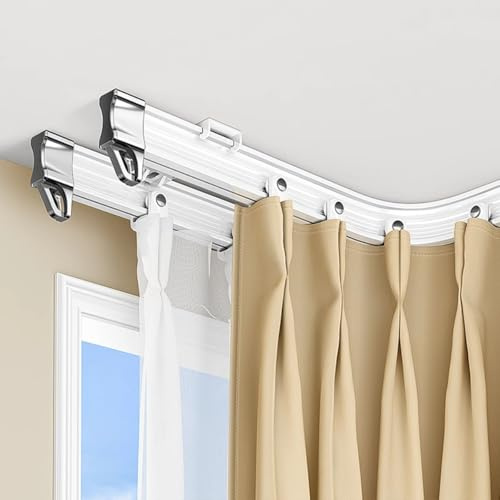 Genérico Flexible und leise Vorhangschiene, doppelte Deckenschiene, Vorhangschiene für Klöppelfenster, verstellbar, geeignet für Zuhause, Hotel und Büro