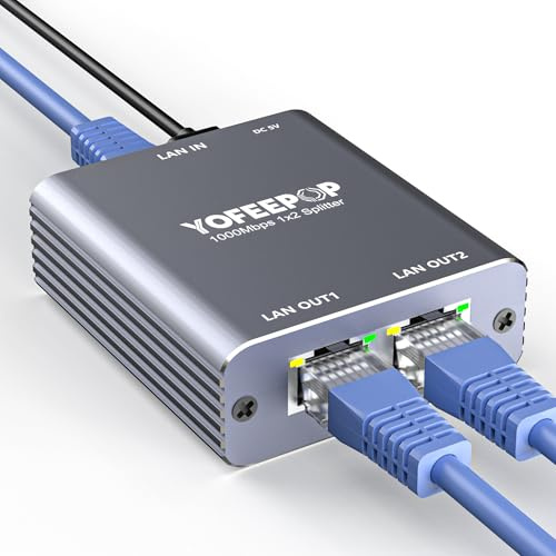 YOFEEPOP Ethernet Splitter 1 to 2, Gigabit Network Switch High-Speed
