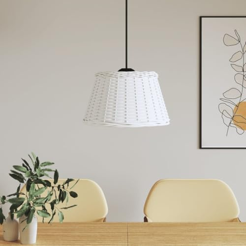 LoogCape Pantalla blanca de mimbre de 50 x 30 cm de diámetro para lámpara colgante, lámpara de pie y lámpara de mesa, iluminación decorativa en el salón, dormitorio, comedor, habitación de los niños