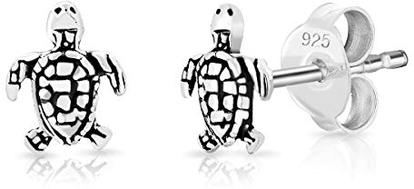 DTPsilver® KLEINE Ohrringe 925 Sterling Silber - Schildkröte Ohrstecker - Messung 5 x 6 mm
