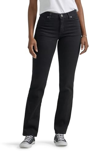 Lee Women's Relaxed Fit Straight Leg Jean, Black Onyx, 10 Short