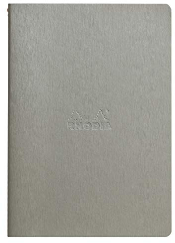 RHODIA 116401C - Soft Notebook with Silver Textile Stitching - A5 - Lined - 64 pages - Ivory Clairefontaine Paper 90 g/m - Faux Leather Cover - Rhodiarama Collection