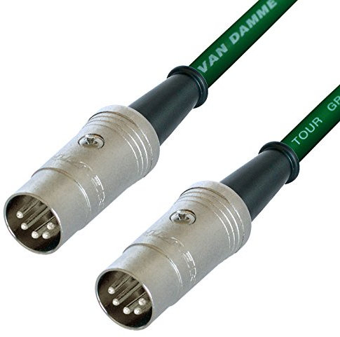Van Damme Midi Lead. 5 Pin Din PHANTOM POWER Synth, Interface, Foot Switch Cable (8m, Green)
