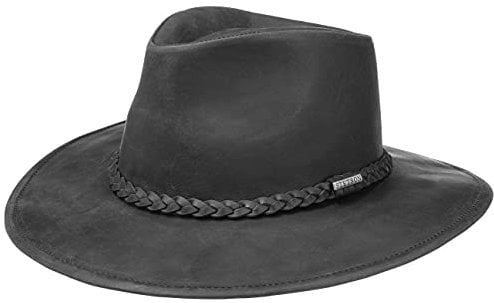 Stetson Buffalo Leather Westernhut - Lederhut Damen/Herren - Cowboyhut Sommer/Winter - Rodeohut aus Leder (Büffel) - Hut wasserabweisend - Regenhut schwarz XL (60-61 cm)