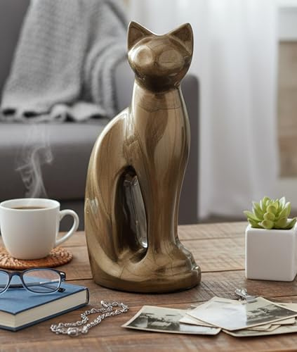 eSplanade pet cat Cremation urn memorials urn behälter Glas Topf | Messingurne | Metallurne | Graburne | Denkmäler Andenken | Urne Katze Urne (Braun)