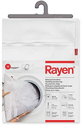 Rayen Lavadora y Secadora lavandería | Funda para Colada con Cremallera | Bolsa Protectora Reutilizable para el Lavado de Ropa | Talla M | 1 unidad, Blanco | 50 x 70 cm
