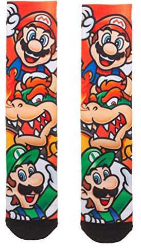 Bioworld Nintendo Super Mario, Luigi und Bowser sublimiert Aller drucken Crew Socken