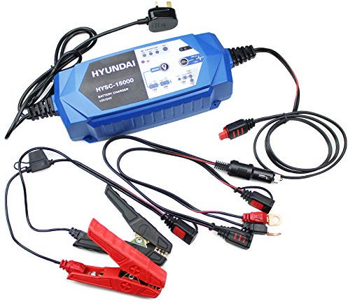 Hyundai Car Battery, Fully Automatic 12V/24V Charger For Cars, Motorcycle with 1 Year Warranty