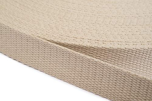 Jajasio Gurtband Baumwolle 25mm Breit, Baumwollgurtband Taschengurtband 03 - beige 6 Meter