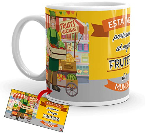 Kembilove Taza de Café del Mejor Frutero del Mundo – Taza de Desayuno para la Oficina – Taza de Café y Té para Profesionales – Taza de Cerámica Impresa – Tazas Profesiones de Fruteros