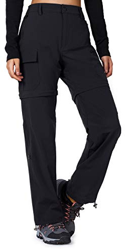 Cycorld Women's-Hiking-Pants-Convertible Quick-Dry-Stretch-Lightweight Zip-Off Outdoor Pants with 5 Deep Pockets (Black, Medium)