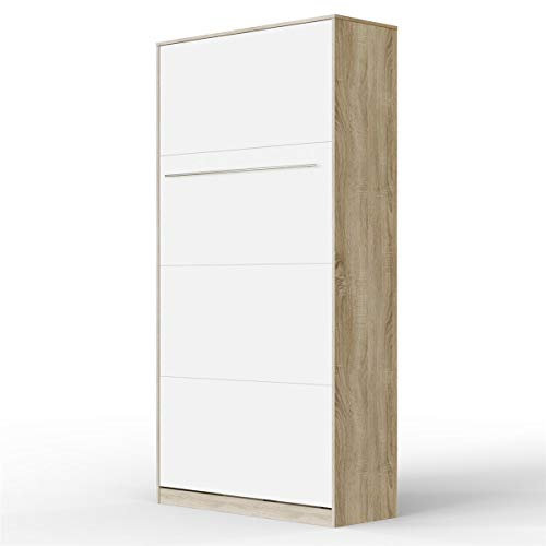 SMARTBett Schrankbett Standard Eiche Sonoma/Weiss 90 Vertikal