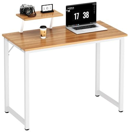 SogesPower Escritorio de Computadora, Escritorio de Oficina, Mesa de Trabajo, Mesa de Conferencia para el Hogar y la Oficina, 80×40×75 cm, Roble