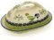 Bunzlauer keramik Original Butterdose für 250 g oval mit grossem Griff (Dekor Hahn)