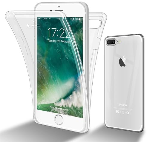 Cadorabo Hülle kompatibel mit Apple iPhone 7 Plus / 7S Plus / 8 Plus Schutzhülle TPU Silikon Case 360 Slim Kratzfest Weiche Gummi mit Rundumschutz Case Hülle für iPhone 7 Plus / 8 Plus in Transparent