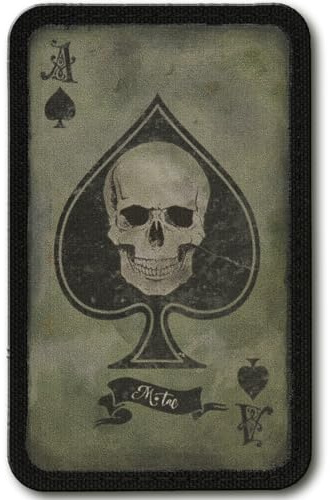 M-Tac Militärische PVC Klett-Patch „Ace of Spades“ – 3D Morale Patch aus Cordura 500D, Vintage-Design, taktisch, abnehmbar, ideal für Uniform, Rucksack und Ausrüstung, Ranger Green/Black