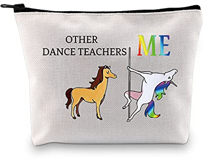 Kosmetiktasche für Tanzlehrer, lustiges Geschenk für Tanzlehrer, Wertschätzungsgeschenke für andere Tanzlehrer, Einhorn-Make-up-Tasche, Tanzlehrer, Geschenke für Frauen, Tasche für Tanzlehrer, L