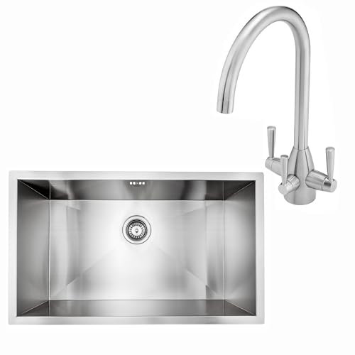 ENKI BST006 Stainless Steel Kitchen Sink and Solid Brass Brushed Steel Mixer Filter Tap - Modern Design