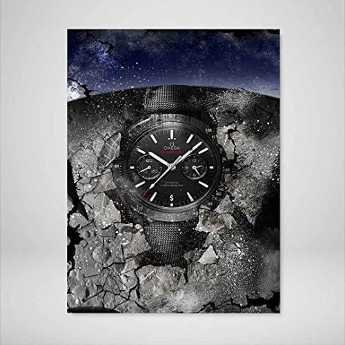 DEVICI Wandbilder – Omega Speedmaster Dark Side Of The Moon – Wandbilder Wohnzimmer, Büro, Bilder Leinwand, Poster & Kunstdrucke, Wanddekoration Wohnzimmer