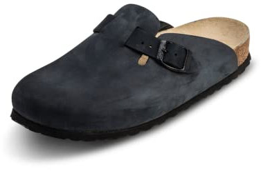 Original VITAFORM Clogs I Nubukleder-Pantoletten für Herren in Blau I Größe 42 I Langlebig & gelenkschonend mit Korkfußbett & Velourslederbezug I Echtes Wildleder I Echte Handwerkskunst
