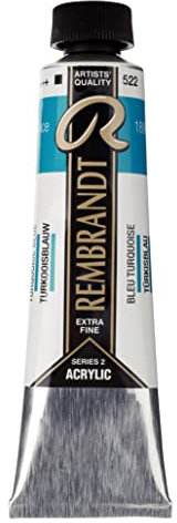 Rembrandt Couleurs acryliques Bleu turquoise 522 - Tube de 40 ml - Peinture à haute teneur en pigments - Qualité artistique, résistance à la lumière, film durable