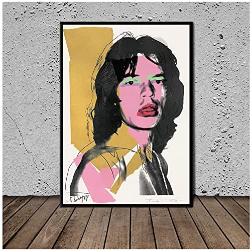 Enartly Leinwand Druck Poster Mick Jagger Andy Warhols stampa dipinti di immagini per l'arredamento della camera da letto del soggiorno 50x70cm Senza Cornice