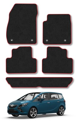 Vauxhall Zafira (2012-2018) [7 Seat] Carpet Car Mats | Red Edge Trim Tailored Fit Floor Mats Full Coverage Protection Accessories Easy Clean Anti Slip Made in the UK