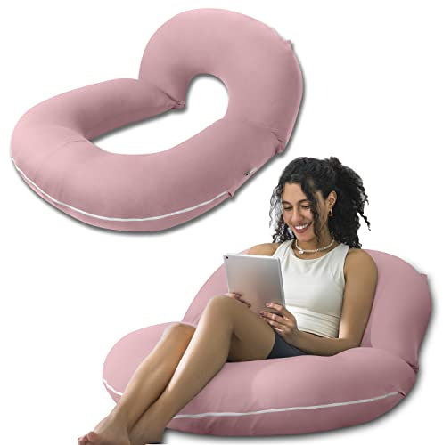 INSEN Lesekissen, Rückenkissen zum Sitzen im Bett zum Lesen, Krankenschwester & Entspannen, Lesekissen für Erwachsene, Mütter & Kinder, Sit-Up-Kissen für Bett, kühlendes Tencel, Rosa