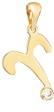 NKlaus Kettenanhänger Sternzeichen Widder 333 Gelb Gold 8 Kt Zirkonia Weiß Talisman 14409