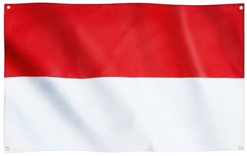 Runesol Indonesien Flagge, 91x152cm (3ft x 5ft), 4 Ösen, Chinesisches Neujahr, Neujahr des Mondes, Isra and Mi’raj, indonesische Flagge, Hari Raya Nyepi-Feiertag, Premium-Fahnen