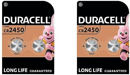 Duracell - 2450, Batteria Specialistica a Bottone al Litio 3V, confezione da 4, progettato per l'uso in sensori magnetici, bilance, dispositivi indossabili e dispositivi medici