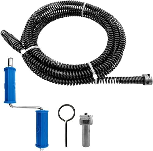 GYHMTOO Para limpieza de tuberías 5m,10mm de diámetro sirga desatascar tuberias,con adaptadores eléctricos y manuales (5m)