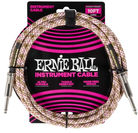 Ernie Ball Cable trenzado para instrumentos, recto/recto, 3 m - Emerald Argyle