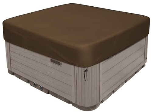Quadratische Whirlpool-Abdeckung, Terrasse, Outdoor, 420D, strapazierfähig, wasserdicht, UV-Schutz, Spa, 230 cm L x 230 cm B x 30 cm H, Kaffee