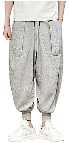 Woot Deals of The Day Herren Cargo Sweatpants Amerikanische Retro-Hip-Hop-große Taschen, Design-Sinn, weites Bein, Arbeits-Schlaghose, modische (Grey, XXXXXL)
