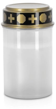 LED Universum - Luce funebre a LED, luce commemorativa bianca, per esterni, IP44, funzionamento a batteria LR14 BabyC, candela tombale, luce bianca calda leggermente tremolante (bianco, 1 pezzo)