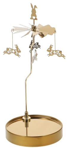IMIKEYA Drehbarer Kerzenhalter Mit Tablett: Osterhasen-Karussell-Kerzenhalter Goldener Drehbarer Teelicht-Kerzenhalter Windmühlen-Kerzenständer Hexendekoration Für
