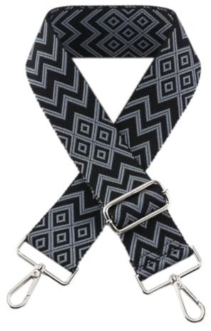 Schultergurt Taschengurt Verstellbarer Breit 5CM,Längenverstellbarer 75-135cm Schulterriemen,Taschengurte zum Wechseln,Zubehör für Tragetaschen Handtaschen Crossbody,Silberne Schnalle,Grau schwarz